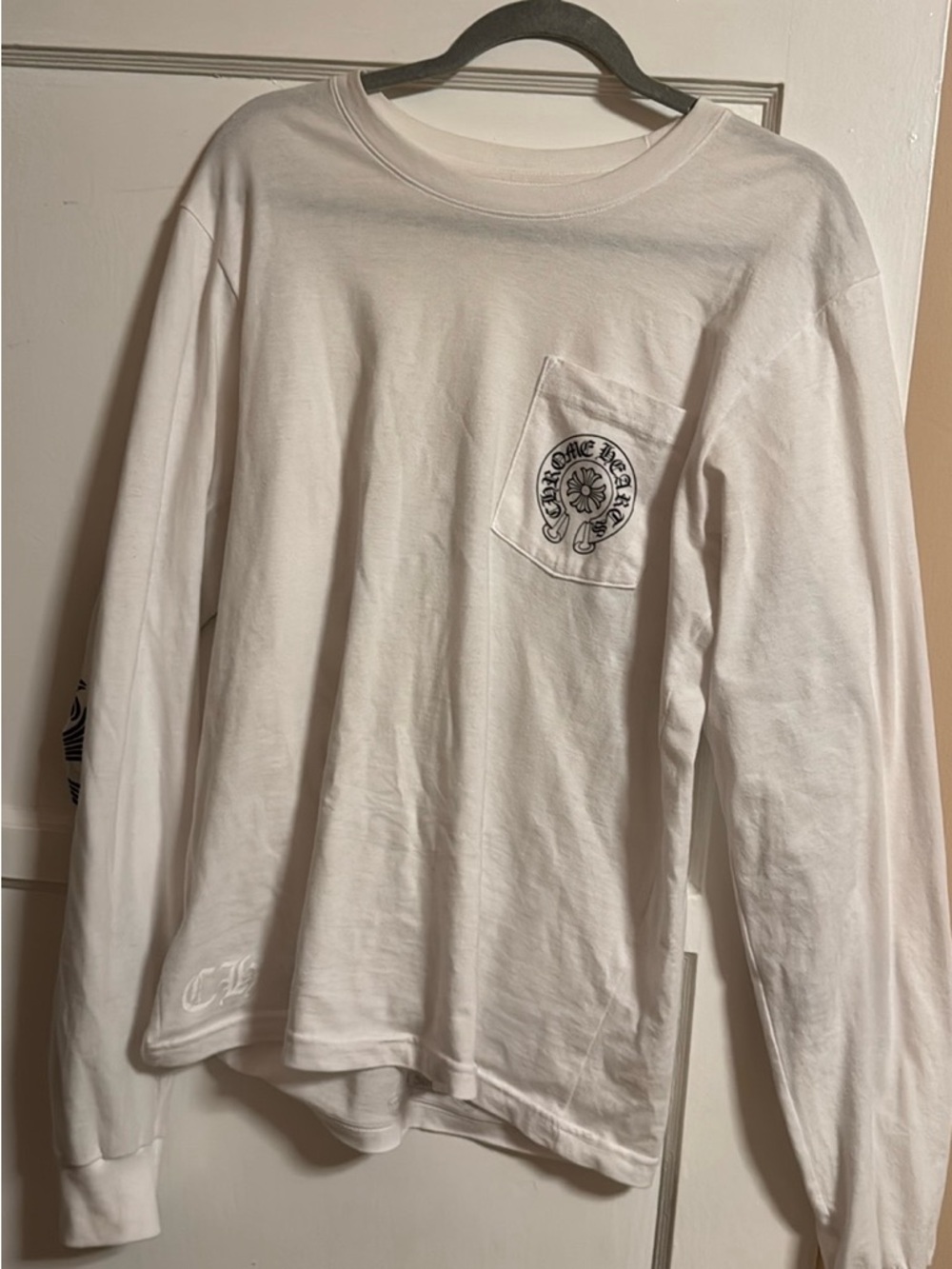 RESERVED White Long Sleeve Tee with Chest Pocket Logo